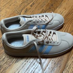 Adidas shoes cream and light blue